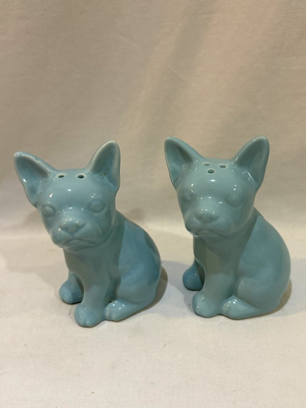 Target French Bulldog Frenchy Salt Pepper Shaker Set Turquoise Blue